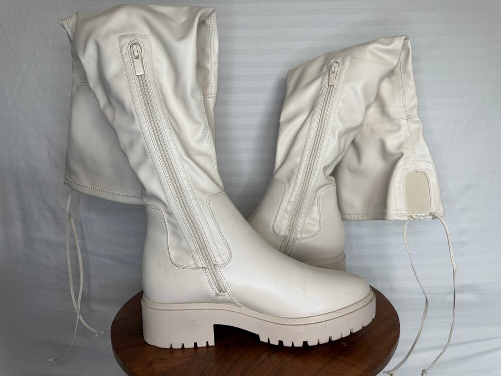 Top Guy Ravi-1 Ivory OTK Platform Lug Boots Women’s Size 8 Medium Calf